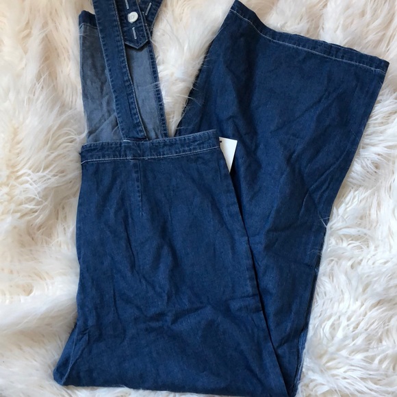 American apparel denim color wide leg overalls - Picture 4 of 8